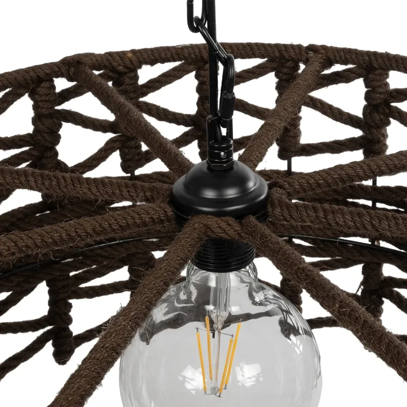 GLOBOSTAR® VERA 999-0069 Boho Κρεμαστό Φωτιστικό Οροφής με Ντουί 1 x E27 AC 220-240V IP20 - Καφέ - Μ50 x Π50 x Υ25cm