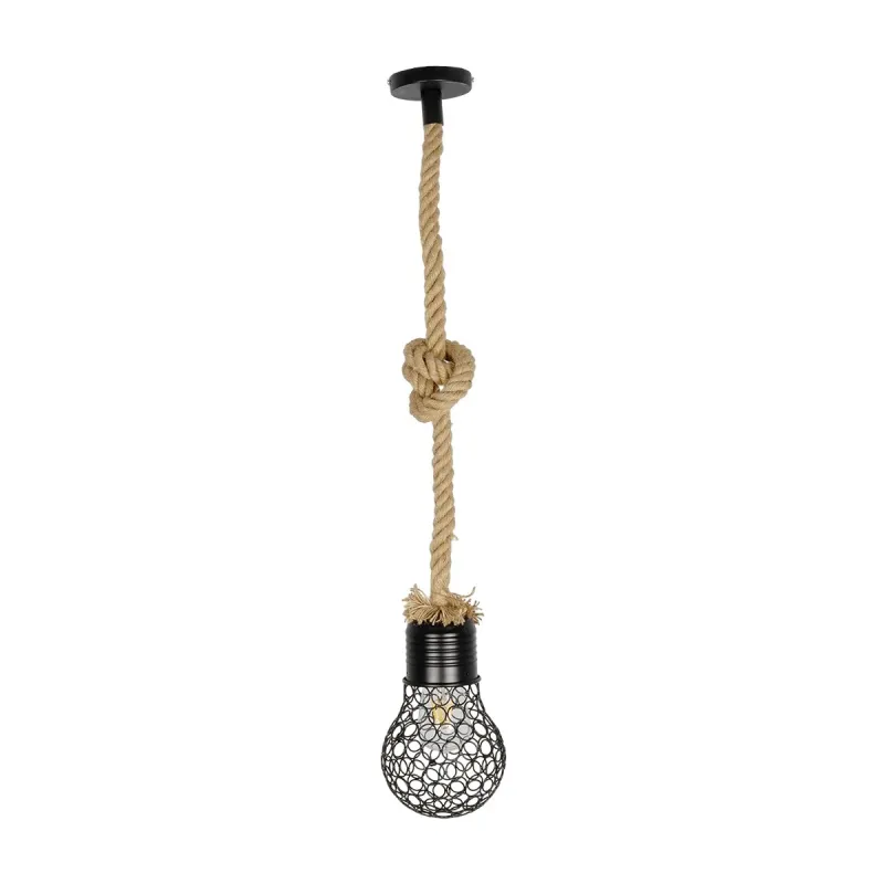 GLOBOSTAR® URBAN 999-0191 Vintage Κρεμαστό Φωτιστικό Οροφής με Ντουί 1 x E27 AC 220-240V IP20 - Μαύρο & Μπεζ - Μ15 x Π15 x Υ80cm