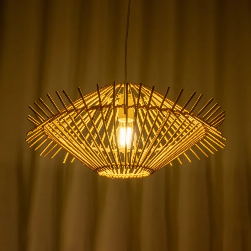 GLOBOSTAR® SASSO 999-0201 Boho Κρεμαστό Φωτιστικό Οροφής με Ντουί 1 x E27 AC 220-240V IP20 - Μπεζ - Μ50 x Π50 x Y23cm