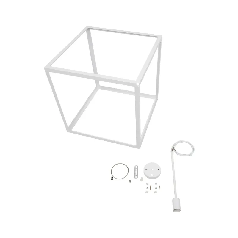 GLOBOSTAR® CUBE 999-0217 Μοντέρνο Κρεμαστό Φωτιστικό Οροφής με Ντουί 1 x E27 AC 220-240V IP20 - Λευκό - Μ70 x Π70 x Y87cm