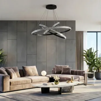 kelvo® DIAMOND KLV-101-0139-V2 Κρεμαστό Φωτιστικό Οροφής LED 120W 12000lm 180° AC 220-240V IP20 Ρυθμιζόμενο Λευκό CCT με Χειριστήριο από 2700K έως 6000K Dimmable - Lumileds SMD Chip - Μαύρο Ματ - Μ80 x Π80 x Υ80cm - 3 Χρόνια Εγγύηση