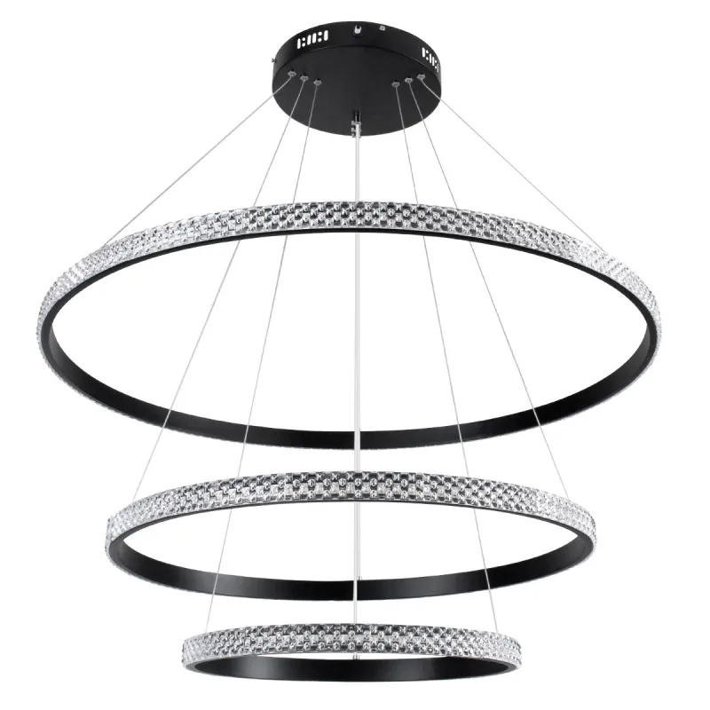 kelvo® DIAMOND KLV-101-0139-V2 Κρεμαστό Φωτιστικό Οροφής LED 120W 12000lm 180° AC 220-240V IP20 Ρυθμιζόμενο Λευκό CCT με Χειριστήριο από 2700K έως 6000K Dimmable - Lumileds SMD Chip - Μαύρο Ματ - Μ80 x Π80 x Υ80cm - 3 Χρόνια Εγγύηση