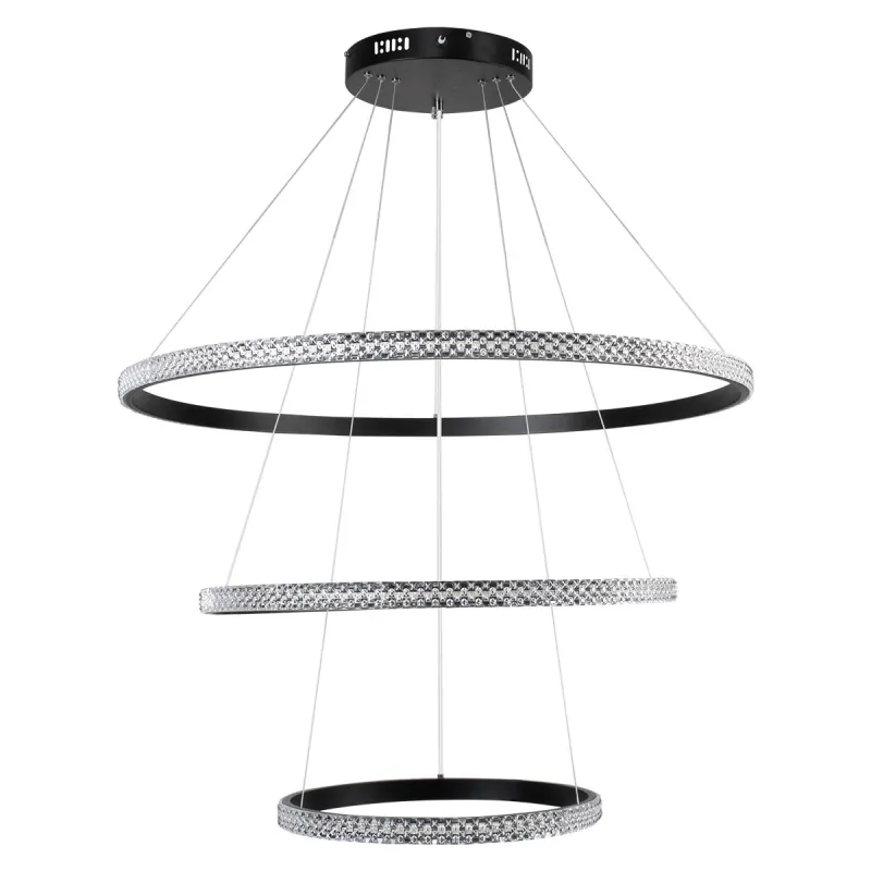 kelvo® DIAMOND KLV-101-0139-V2 Κρεμαστό Φωτιστικό Οροφής LED 120W 12000lm 180° AC 220-240V IP20 Ρυθμιζόμενο Λευκό CCT με Χειριστήριο από 2700K έως 6000K Dimmable - Lumileds SMD Chip - Μαύρο Ματ - Μ80 x Π80 x Υ80cm - 3 Χρόνια Εγγύηση