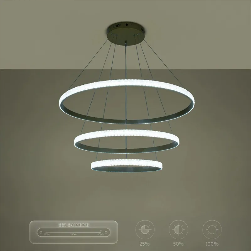 kelvo® DIAMOND KLV-101-0240-V2 Κρεμαστό Φωτιστικό Οροφής LED 120W 12000lm 180° AC 220-240V IP20 Ρυθμιζόμενο Λευκό CCT με Χειριστήριο από 2700K έως 6000K Dimmable - Lumileds SMD Chip - Χρυσό Πλατίνα - Μ80 x Π80 x Υ80cm - 3 Χρόνια Εγγύηση