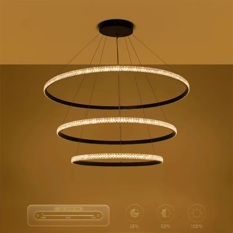 kelvo® DIAMOND KLV-101-0241-V2 Κρεμαστό Φωτιστικό Οροφής LED 150W 15000lm 180° AC 220-240V IP20 Ρυθμιζόμενο Λευκό CCT με Χειριστήριο από 2700K έως 6000K Dimmable - Lumileds SMD Chip - Μαύρο Ματ - Μ100 x Π100 x Υ100cm - 3 Χρόνια Εγγύηση