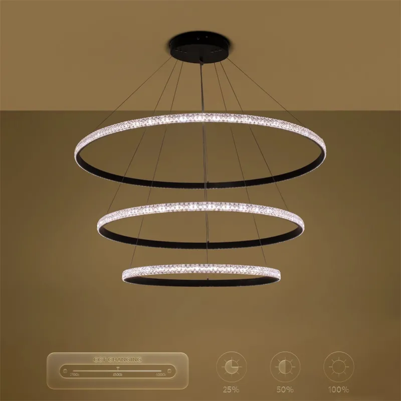 kelvo® DIAMOND KLV-101-0241-V2 Κρεμαστό Φωτιστικό Οροφής LED 150W 15000lm 180° AC 220-240V IP20 Ρυθμιζόμενο Λευκό CCT με Χειριστήριο από 2700K έως 6000K Dimmable - Lumileds SMD Chip - Μαύρο Ματ - Μ100 x Π100 x Υ100cm - 3 Χρόνια Εγγύηση