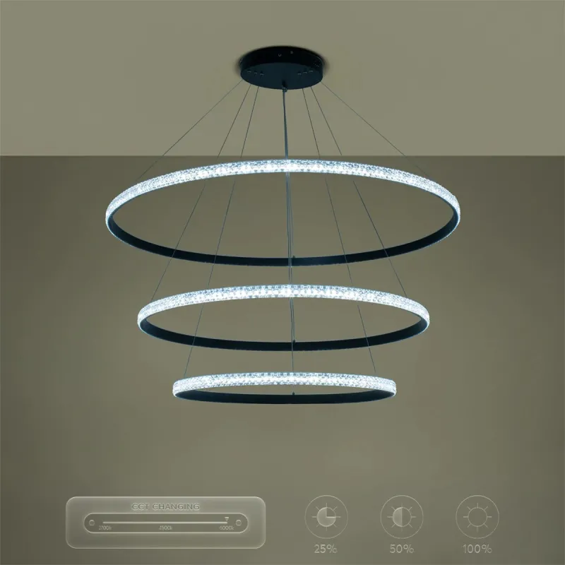 kelvo® DIAMOND KLV-101-0241-V2 Κρεμαστό Φωτιστικό Οροφής LED 150W 15000lm 180° AC 220-240V IP20 Ρυθμιζόμενο Λευκό CCT με Χειριστήριο από 2700K έως 6000K Dimmable - Lumileds SMD Chip - Μαύρο Ματ - Μ100 x Π100 x Υ100cm - 3 Χρόνια Εγγύηση