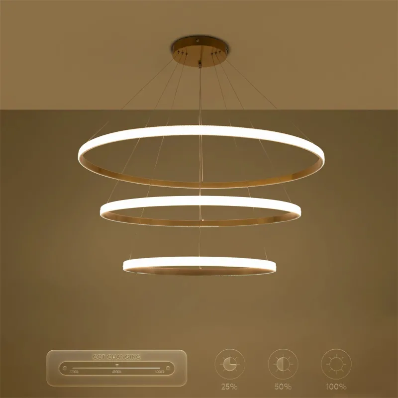kelvo® DIAMOND KLV-101-0242-V2 Κρεμαστό Φωτιστικό Οροφής LED 150W 15000lm 180° AC 220-240V IP20 Ρυθμιζόμενο Λευκό CCT με Χειριστήριο από 2700K έως 6000K Dimmable - Lumileds SMD Chip - Χρυσό Πλατίνα - Μ100 x Π100 x Υ100cm - 3 Χρόνια Εγγύηση