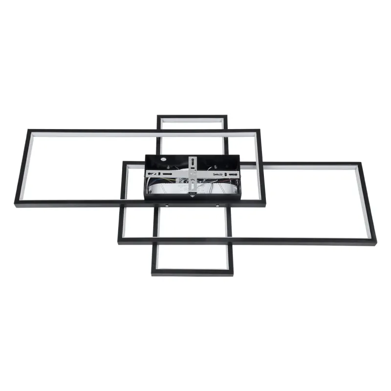 kelvo® QUADRA KLV-101-0293 Φωτιστικό Οροφής LED 100W 10000lm 120° AC 220-240V IP20 Ρυθμιζόμενο Λευκό CCT με Χειριστήριο από 2700K έως 6000K Dimmable - Lumileds SMD Chip - Μαύρο Ματ - Μ85 x Π45 x Υ9cm - 3 Χρόνια Εγγύηση