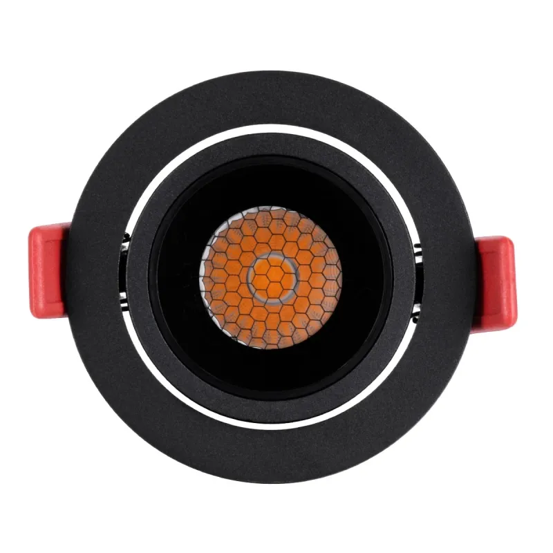 kelvo® LEO KLV-101-0311 Χωνευτό Κινούμενο Φωτιστικό Downlight Σποτ με Honeycomb Anti-Glare Reflector LED 10W 1250lm 38° AC 220-240V IP20 Θερμό Λευκό 2700K - Bridgelux COB Chip & TÜV SÜD Driver - Μαύρο Ματ - Μ8.5 x Π8.5 x Υ6.6cm / Q7.5cm - 5 Χρόνια Εγγ