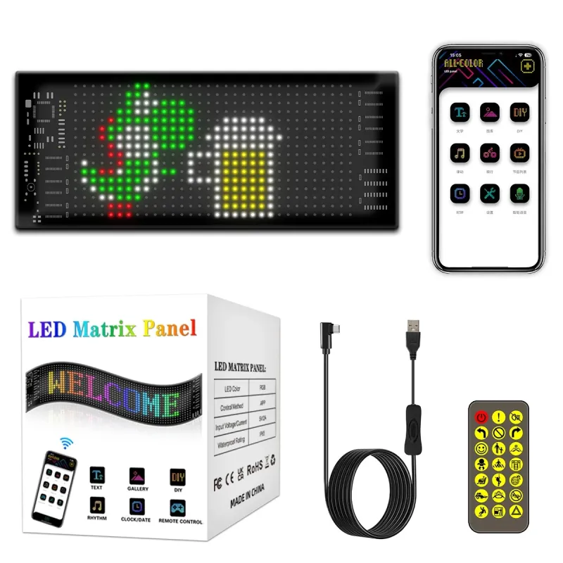 GLOBOSTAR® MATRIX GLB-106-0001 Εύκαμπτη Κυλιόμενη Ψηφιακή Επιγραφή 17.3x7cm P4 32x16 Pixel LED 10W DC 5V 2A με USB 2.0 Αδιάβροχο IP65 Πολύχρωμο RGB - Bluetooth Control μέσω iPIXEL APP - Μ17.3 x Π0.2 x Υ7cm - 2 Χρόνια Εγγύηση