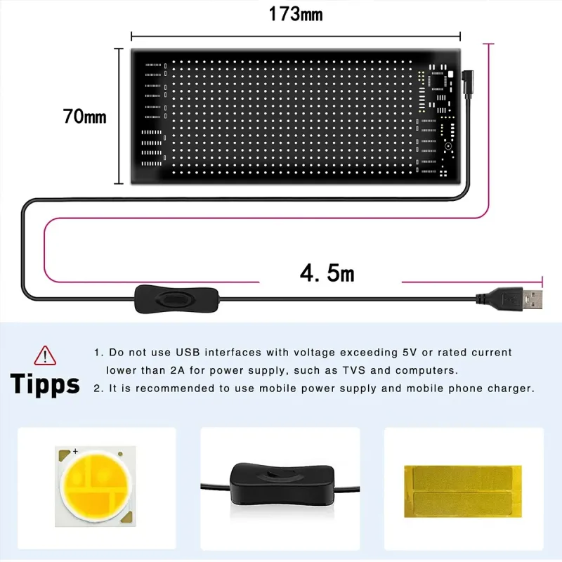 GLOBOSTAR® MATRIX GLB-106-0001 Εύκαμπτη Κυλιόμενη Ψηφιακή Επιγραφή 17.3x7cm P4 32x16 Pixel LED 10W DC 5V 2A με USB 2.0 Αδιάβροχο IP65 Πολύχρωμο RGB - Bluetooth Control μέσω iPIXEL APP - Μ17.3 x Π0.2 x Υ7cm - 2 Χρόνια Εγγύηση