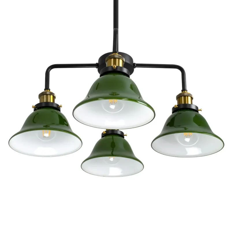GLOBOSTAR® LIBRARY 00769 Vintage Φωτιστικό Οροφής με Ντουί 4 x E27 AC 220-240V IP20 - Πράσινο & Χρυσό - Μ57 x Π57 x Υ90cm