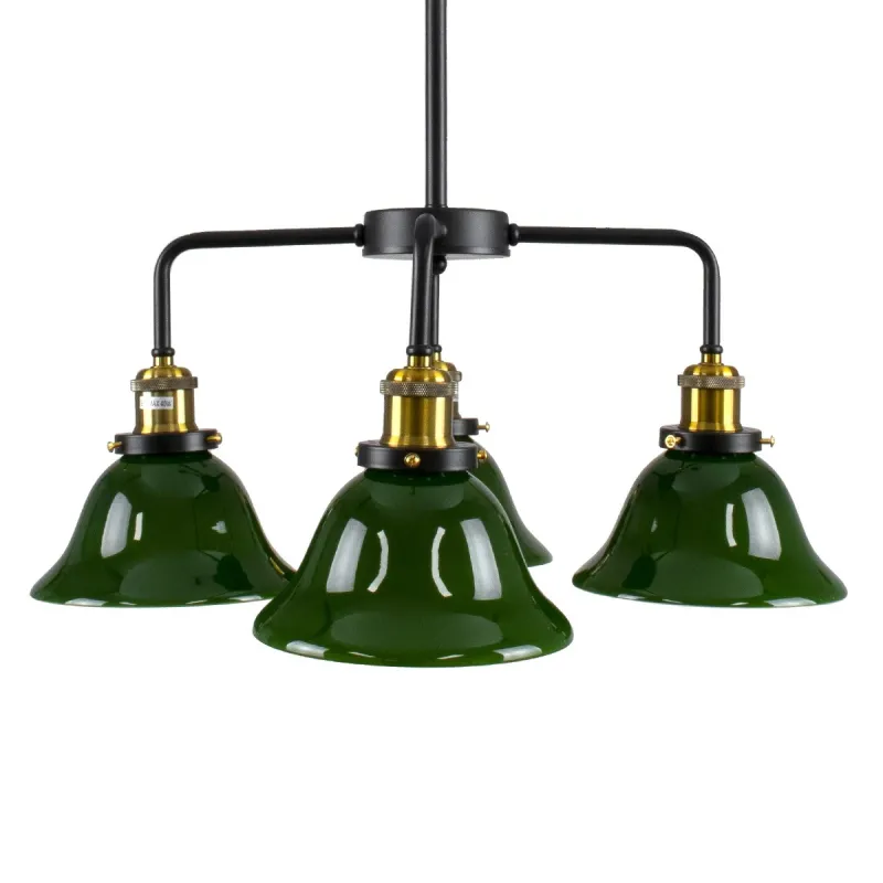 GLOBOSTAR® LIBRARY 00769 Vintage Φωτιστικό Οροφής με Ντουί 4 x E27 AC 220-240V IP20 - Πράσινο & Χρυσό - Μ57 x Π57 x Υ90cm
