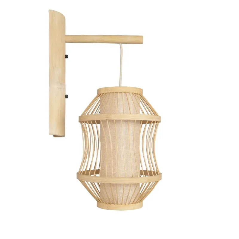 GLOBOSTAR® TULUM 01971 Boho Φωτιστικό Τοίχου - Απλίκα με Ντουί 1 x E27 AC 220-240V IP20 - Μπεζ - Μ24 x Π32 x Υ55cm