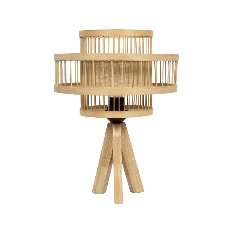 GLOBOSTAR® TULUM 01991 Boho Επιτραπέζιο Φωτιστικό Πορτατίφ με Ντουί 1 x E27 AC 220-240V IP20 - Μπεζ - Μ30 x Π30 x Υ41cm