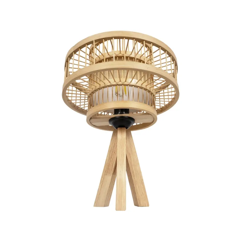 GLOBOSTAR® TULUM 01991 Boho Επιτραπέζιο Φωτιστικό Πορτατίφ με Ντουί 1 x E27 AC 220-240V IP20 - Μπεζ - Μ30 x Π30 x Υ41cm