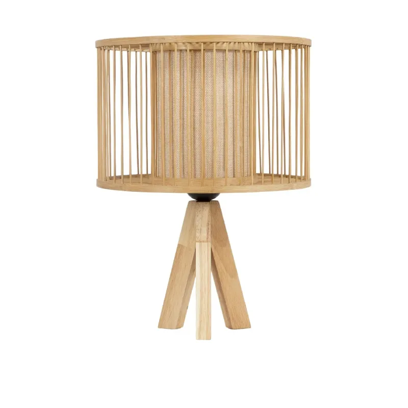 GLOBOSTAR® TULUM 01993 Boho Επιτραπέζιο Φωτιστικό Πορτατίφ με Ντουί 1 x E27 AC 220-240V IP20 - Μπεζ - Μ30 x Π30 x Υ40cm