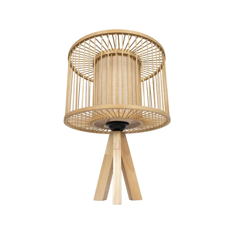 GLOBOSTAR® TULUM 01993 Boho Επιτραπέζιο Φωτιστικό Πορτατίφ με Ντουί 1 x E27 AC 220-240V IP20 - Μπεζ - Μ30 x Π30 x Υ40cm