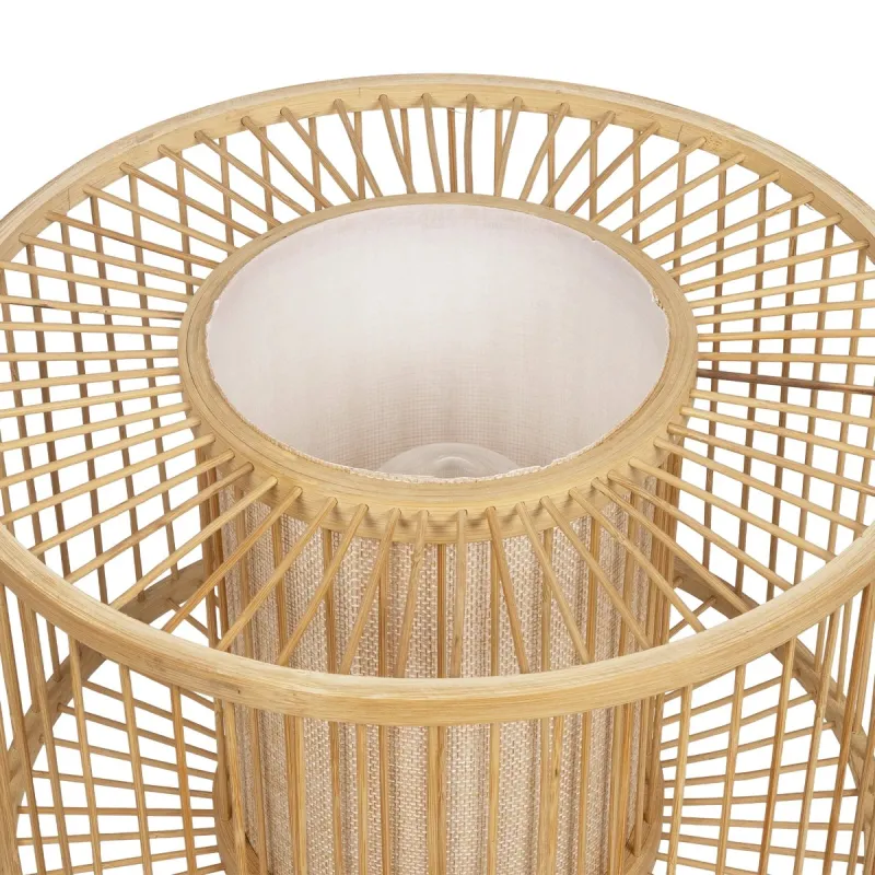 GLOBOSTAR® TULUM 01993 Boho Επιτραπέζιο Φωτιστικό Πορτατίφ με Ντουί 1 x E27 AC 220-240V IP20 - Μπεζ - Μ30 x Π30 x Υ40cm