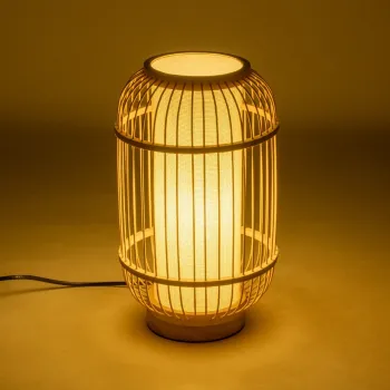 GLOBOSTAR® TULUM 02001 Boho Επιτραπέζιο Φωτιστικό Πορτατίφ με Ντουί 1 x E27 AC 220-240V IP20 - Μπεζ - Μ20 x Π20 x Υ32cm
