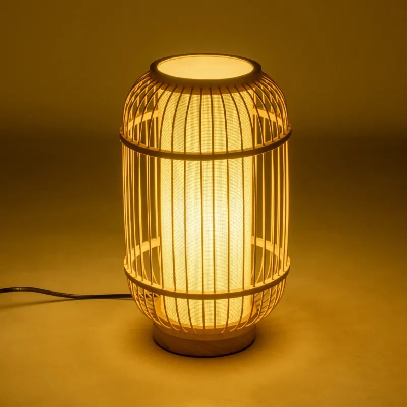 GLOBOSTAR® TULUM 02001 Boho Επιτραπέζιο Φωτιστικό Πορτατίφ με Ντουί 1 x E27 AC 220-240V IP20 - Μπεζ - Μ20 x Π20 x Υ32cm