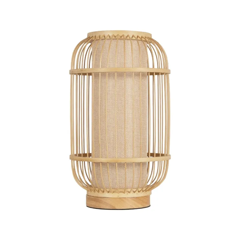 GLOBOSTAR® TULUM 02001 Boho Επιτραπέζιο Φωτιστικό Πορτατίφ με Ντουί 1 x E27 AC 220-240V IP20 - Μπεζ - Μ20 x Π20 x Υ32cm