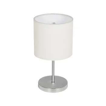 GLOBOSTAR® GLOSSY 204-0077 Μοντέρνο Επιτραπέζιο Φωτιστικό Πορτατίφ με Ντουί 1 x E27 AC 220-240V IP20 - Ασημί & Μπεζ - Μ19 x Π19 x Υ36cm