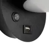 GLOBOSTAR® REGENCY 61373 Μοντέρνο Φωτιστικό Τοίχου - Απλίκα Ξενοδοχείου Reading Light με Φορτιστή USB 3A LED 8W 920lm 120° AC 220-240V IP20 Φυσικό Λευκό 4500K - Bridgelux SMD Chip & TÜV SÜD Driver - Μαύρο Ματ - Μ12 x Π12 x Υ13cm - 3 Χρόνια Εγγύηση