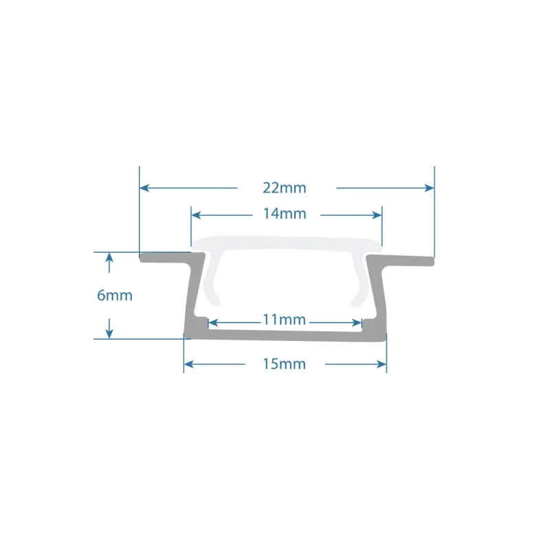 GLOBOSTAR® ALP-LINEAR RECCA 70807-1M Χωνευτό Προφίλ Αλουμινίου με Λευκό Γαλακτερό Πατητό Κάλυμμα για Ταινίες LED IP20 - Ασημί & Λευκό - Μ102 x Π2.2 x Υ0.8cm