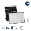 GLOBOSTAR® LUMOVOX 73069 Προβολέας LED 300W 15000lm 120° DC 5V με Φωτοβολταϊκό Panel 5V 20W & Επαναφορτιζόμενη Μπαταρία Li-ion 3.2V 15000mAh Αδιάβροχο IP67 Ψυχρό Λευκό 6000K - 360 x SMD2835 Sanan Chip - Γκρι Ανθρακί - Μ37 x Π7.5 x Υ27cm - 2 Χρόνια Εγγ