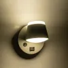GLOBOSTAR® REGENCY 61375 Μοντέρνο Φωτιστικό Τοίχου - Απλίκα Ξενοδοχείου Reading Light με Φορτιστή USB 3A LED 8W 920lm 120° AC 220-240V IP20 Φυσικό Λευκό 4500K - Bridgelux SMD Chip & TÜV SÜD Driver - Γκρι Ανθρακί Ματ - Μ12 x Π12 x Υ13cm - 3 Χρόνια Εγγύ