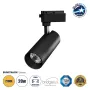 GLOBOSTAR® LUGANO 60811 Μονοφασικό Σποτ Ράγας LED 20W 2400lm 36° AC 220-240V IP20 Θερμό Λευκό 2700K - Bridgelux COB Chip & TÜV SÜD Driver - Eurotrack 1PH - Μαύρο Ματ - Μ6.5 x Π6.5 x Υ20cm - 5 Χρόνια Εγγύηση