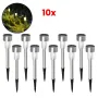 GloboStar® 71521-10 ΣΕΤ 10 Τεμαχίων Αυτόνομα Ηλιακά Φωτιστικά LED SMD 1W 40lm με Ενσωματωμένη Μπαταρία 600mAh - Φωτοβολταϊκό Πάνελ με Αισθητήρα Ημέρας-Νύχτας Αδιάβροχο IP65 Φανάρι Κήπου Στρογγυλό Θερμό Λευκό 2700K