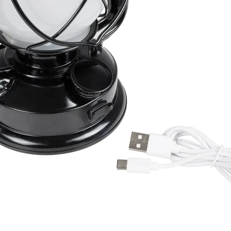 GLOBOSTAR® FIREWATCH 76546 Διακοσμητικό Φαναράκι LED 10W 500lm 360° Επαναφορτιζόμενο DC 5V με Μπαταρίες 2x18650 IP20 Ultra Θερμό Λευκό 1800K - Μ15 x Π11.5 x Υ23.5cm - 2 Χρόνια Εγγύηση