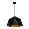 GLOBOSTAR® HEXAGON 01195 Μοντέρνο Κρεμαστό Φωτιστικό Οροφής με Ντουί 1 x E27 AC 220-240V IP20 - Μαύρο & Χρυσό - Μ45 x Π45 x Υ28cm