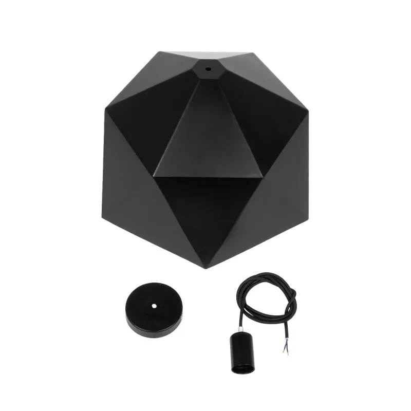 GLOBOSTAR® HEXAGON 01195 Μοντέρνο Κρεμαστό Φωτιστικό Οροφής με Ντουί 1 x E27 AC 220-240V IP20 - Μαύρο & Χρυσό - Μ45 x Π45 x Υ28cm