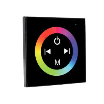 LED RGB Controller Μαύρο Τοίχου Αφής 12v (144w) - 24v (288w) DC GloboStar 77409 Μ8.5xΠ8.5xΥ3.5