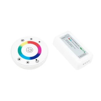 Ασύρματος LED RGB Controller με Λευκό Στρογγυλό Χειριστήριο Αφής 2.4G 12v (192w) - 24v (384w) DC GloboStar 77545 Μ8.5xΠ4.5xΥ2.3
