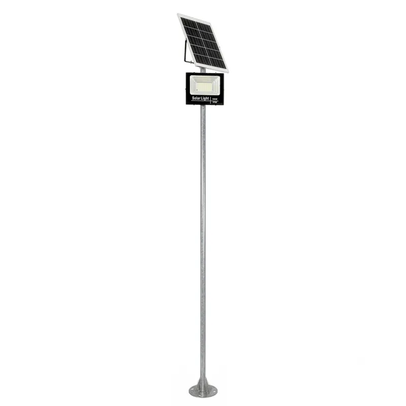 GLOBOSTAR® HELIOS-280 GLB-000-0001 Μεταλλικός Γαλβανισμένος Στύλος Φωτισμού για Φωτοβολταϊκό Προβολέα Εξωτερικού Χώρου - Ασημί Γαλβανιζέ - Μ35 × Π25 × Υ280cm