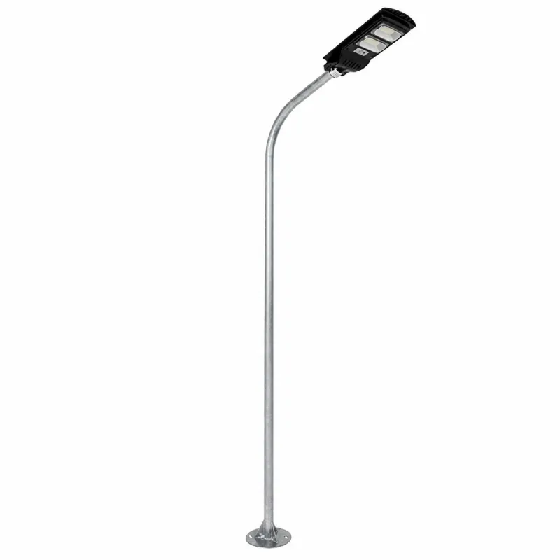 GLOBOSTAR® URBANO-280 GLB-000-0007 Μεταλλικός Γαλβανισμένος Στύλος Φωτισμού για Φωτοβολταϊκό Φωτιστικό Δρόμου Εξωτερικού Χώρου - Ασημί Γαλβανιζέ - Μ84 x Π25 x Υ280cm