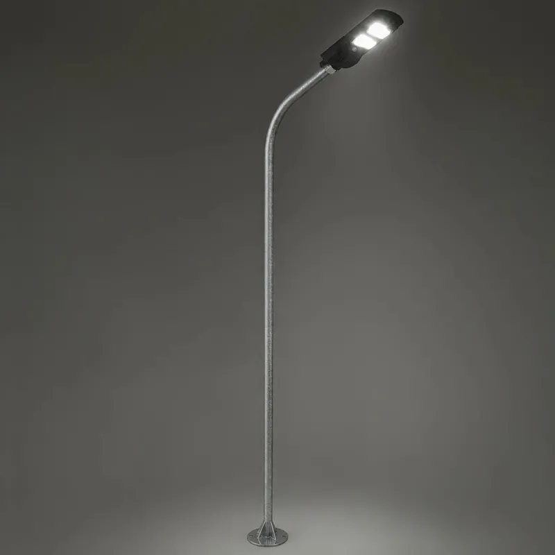 GLOBOSTAR® URBANO-280 GLB-000-0007 Μεταλλικός Γαλβανισμένος Στύλος Φωτισμού για Φωτοβολταϊκό Φωτιστικό Δρόμου Εξωτερικού Χώρου - Ασημί Γαλβανιζέ - Μ84 x Π25 x Υ280cm