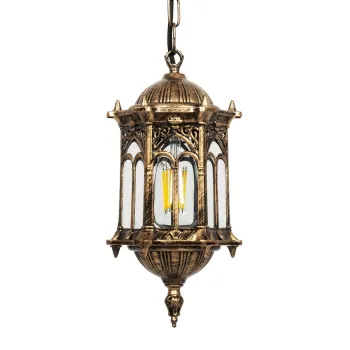 GLOBOSTAR® DARCY 00656 Vintage Κρεμαστό Φωτιστικό Οροφής με Ντουί 1 x E27 AC 220-240V IP20 - Μπρούτζινο - Μ15.5 x Π15.5 x Υ32.5cm