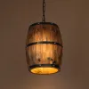 GLOBOSTAR® BARREL 00890 Vintage Κρεμαστό Φωτιστικό Οροφής με Ντουί 1 x E27 AC 220-240V IP20 - Kαφέ - Μ24 x Π24 x Υ30cm
