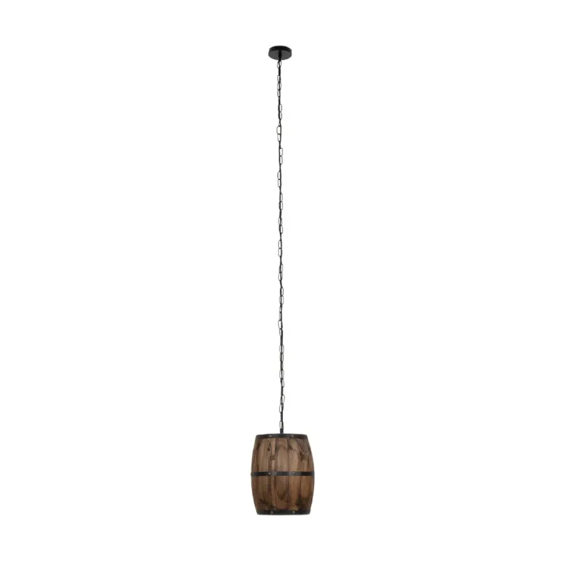 GLOBOSTAR® BARREL 00890 Vintage Κρεμαστό Φωτιστικό Οροφής με Ντουί 1 x E27 AC 220-240V IP20 - Kαφέ - Μ24 x Π24 x Υ30cm