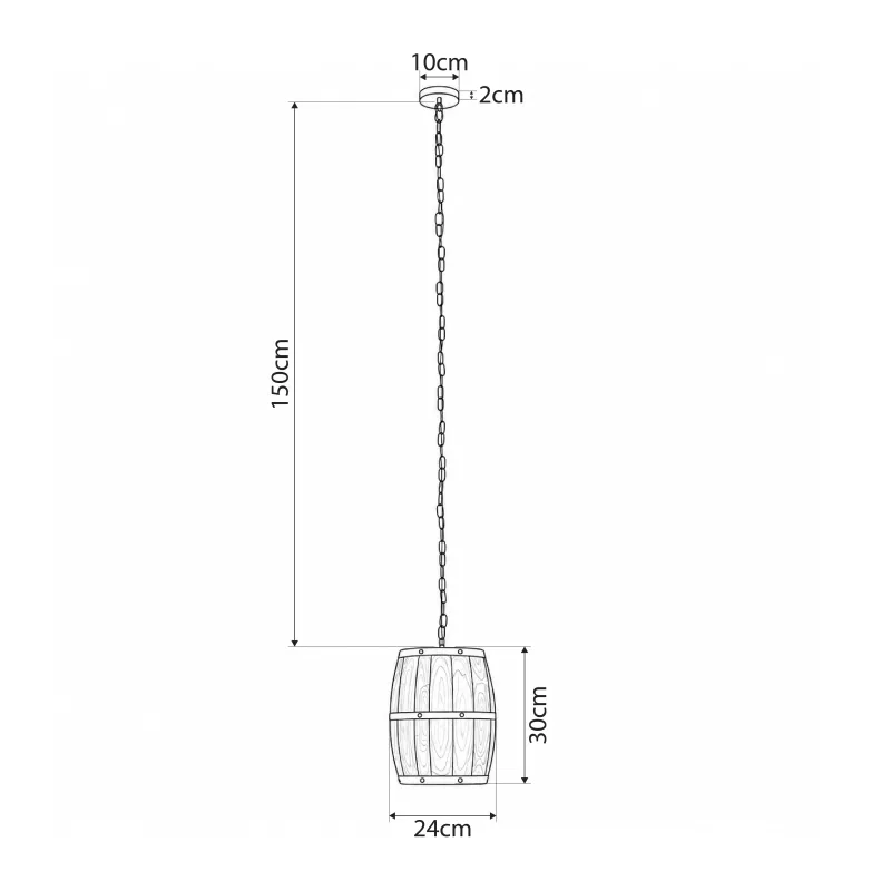 GLOBOSTAR® BARREL 00890 Vintage Κρεμαστό Φωτιστικό Οροφής με Ντουί 1 x E27 AC 220-240V IP20 - Kαφέ - Μ24 x Π24 x Υ30cm