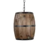 GLOBOSTAR® BARREL 00890 Vintage Κρεμαστό Φωτιστικό Οροφής με Ντουί 1 x E27 AC 220-240V IP20 - Kαφέ - Μ24 x Π24 x Υ30cm