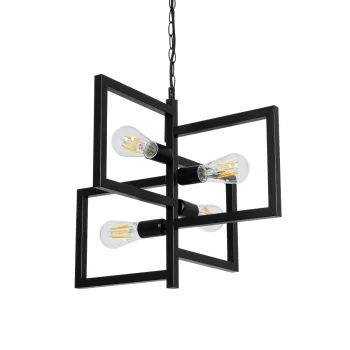 GLOBOSTAR® LOOP 00904 Μοντέρνο Κρεμαστό Φωτιστικό Οροφής με Ντουί 4 x E27 AC 220-240V IP20 - Μαύρο - Μ52 x Π52 x Υ45cm