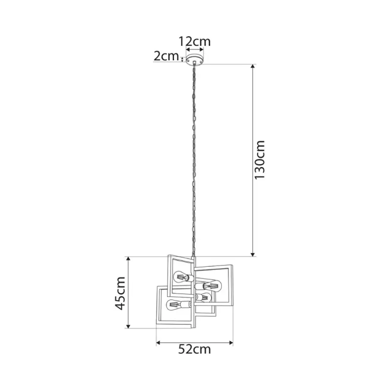 GLOBOSTAR® LOOP 00904 Μοντέρνο Κρεμαστό Φωτιστικό Οροφής με Ντουί 4 x E27 AC 220-240V IP20 - Μαύρο - Μ52 x Π52 x Υ45cm
