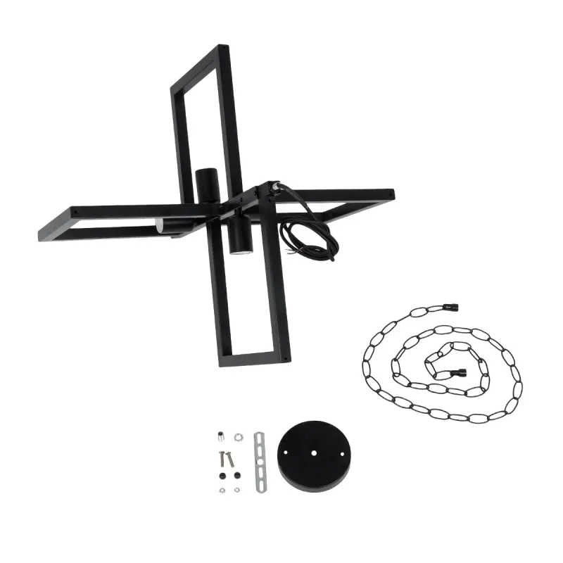 GLOBOSTAR® LOOP 00904 Μοντέρνο Κρεμαστό Φωτιστικό Οροφής με Ντουί 4 x E27 AC 220-240V IP20 - Μαύρο - Μ52 x Π52 x Υ45cm
